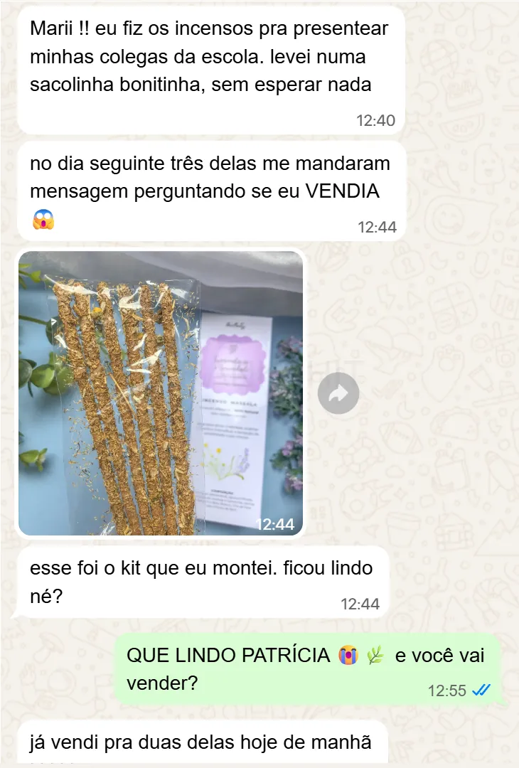 Aluna montou kits de incensos para presentear e vender