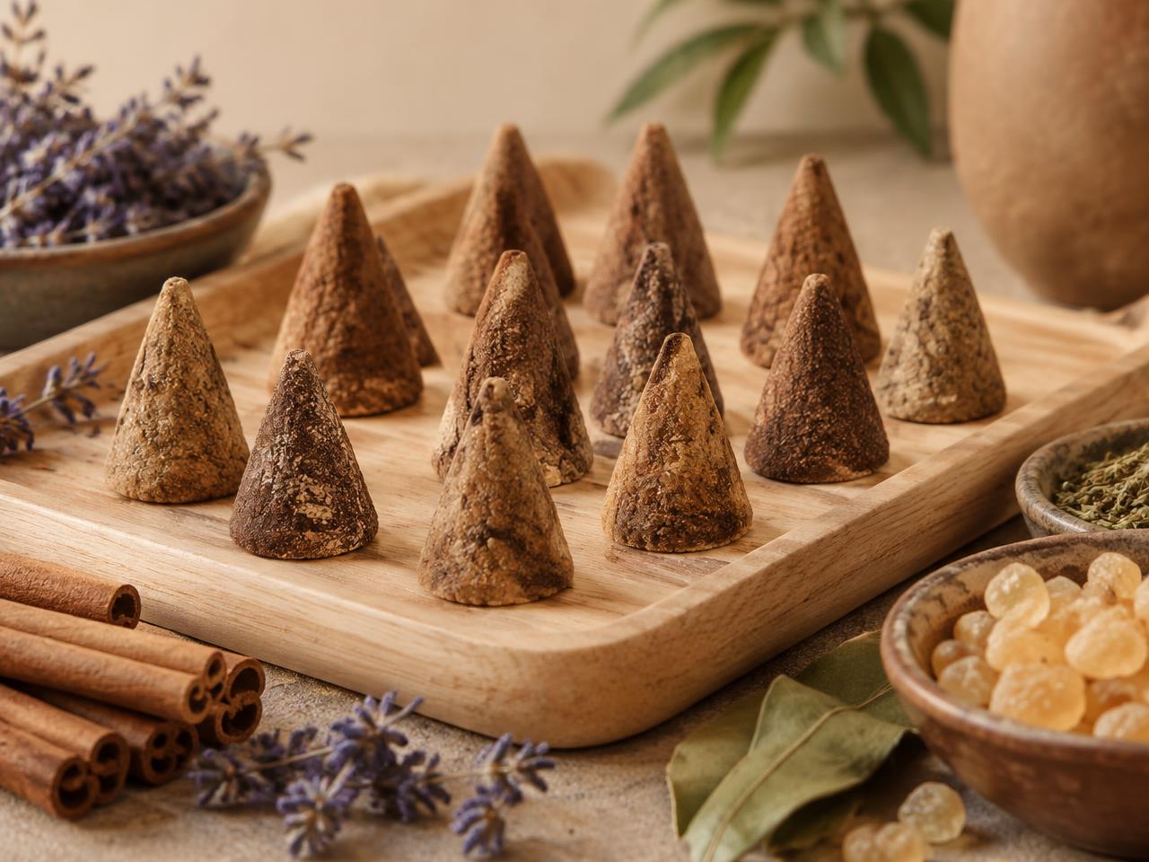 Cones de incenso natural feitos artesanalmente